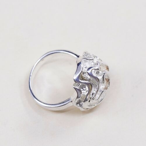 Sz 7, Vtg carolyn pollack Sterling 925 Silver Handmade Rose Bud Flower Band Ring