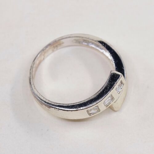 Sz 7.5, Vermeil Gold Over Sterling Ring, 925 Silver Ring W/ Crystal, Stamped 925