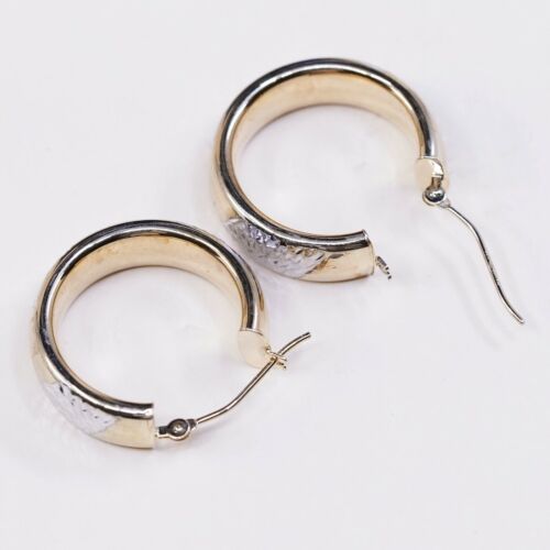 0.75”, Vtg vermeil 1/10 10K gold Over sterling 925 silver earrings hoops Huggie