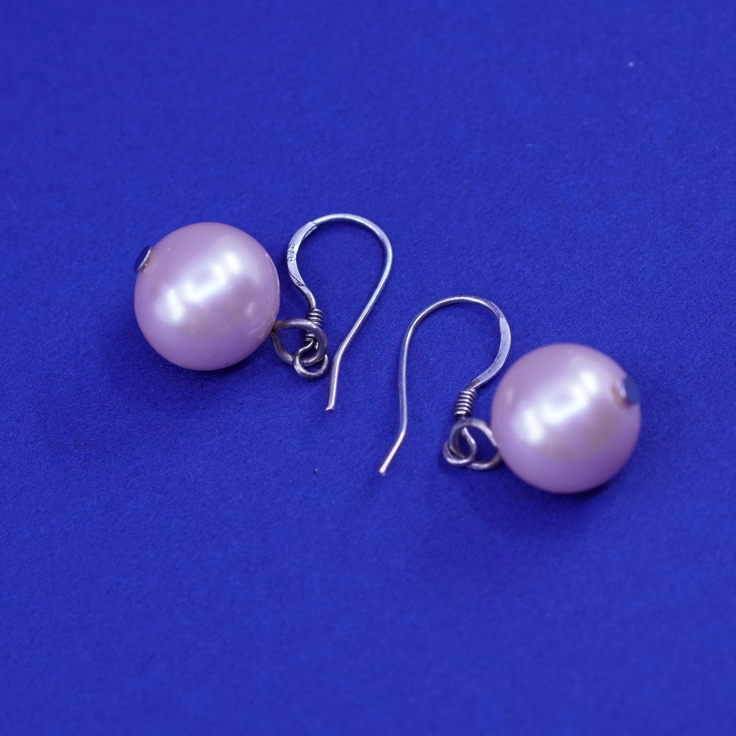 Vintage sterling silver handmade earrings, 925 hooks with pearl