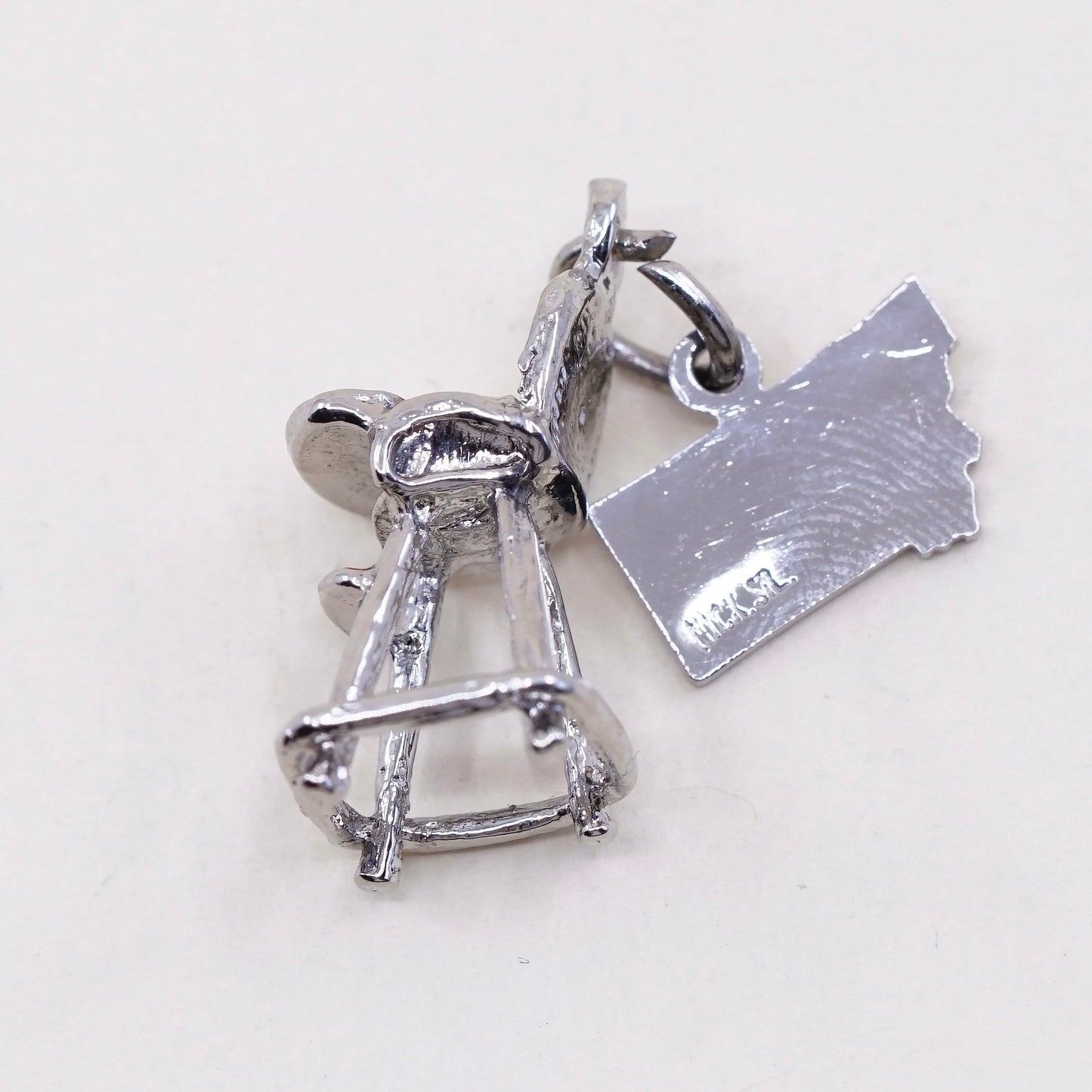 Vintage baby high chair sterling silver handmade pendant, 925 charm