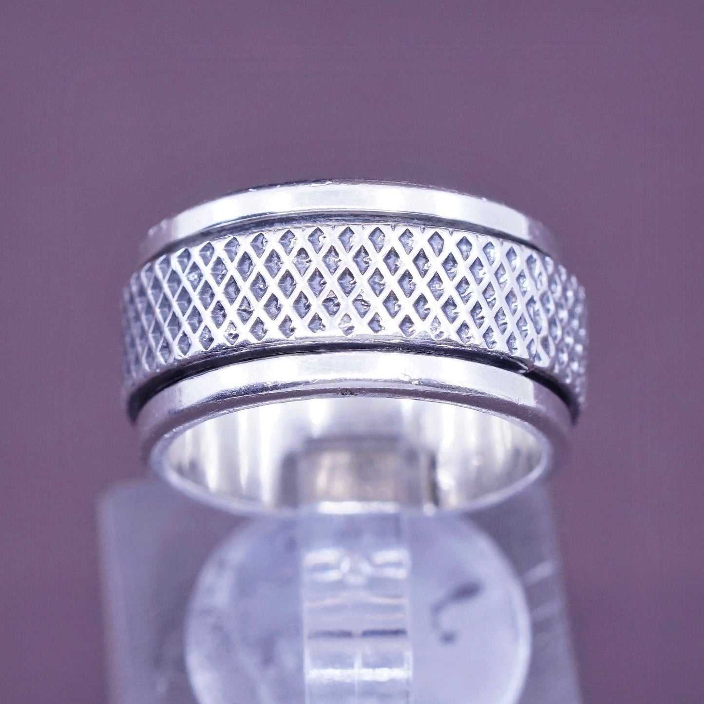 Size 6, vintage Sterling silver prayer ring, solid 925 silver spinner band