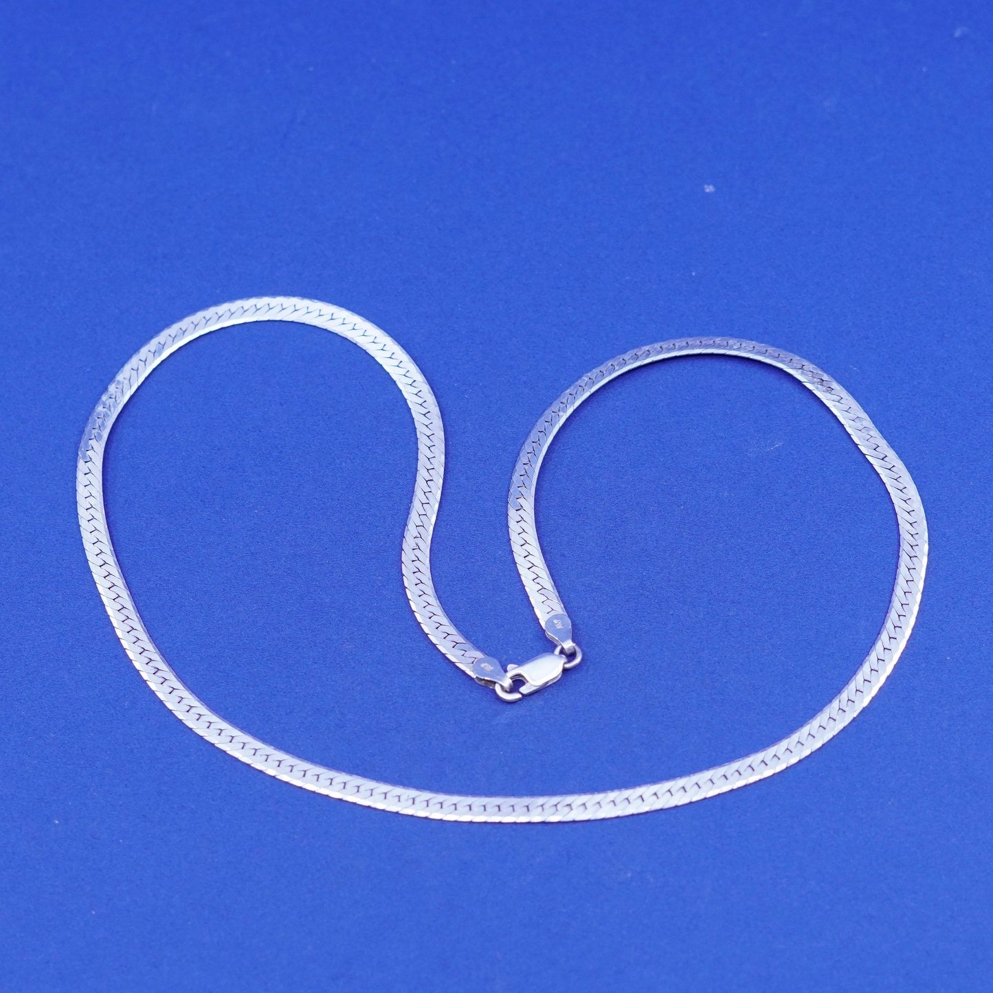 18”, 5mm, vintage Sterling silver handmade necklace, 925 herringbone chain