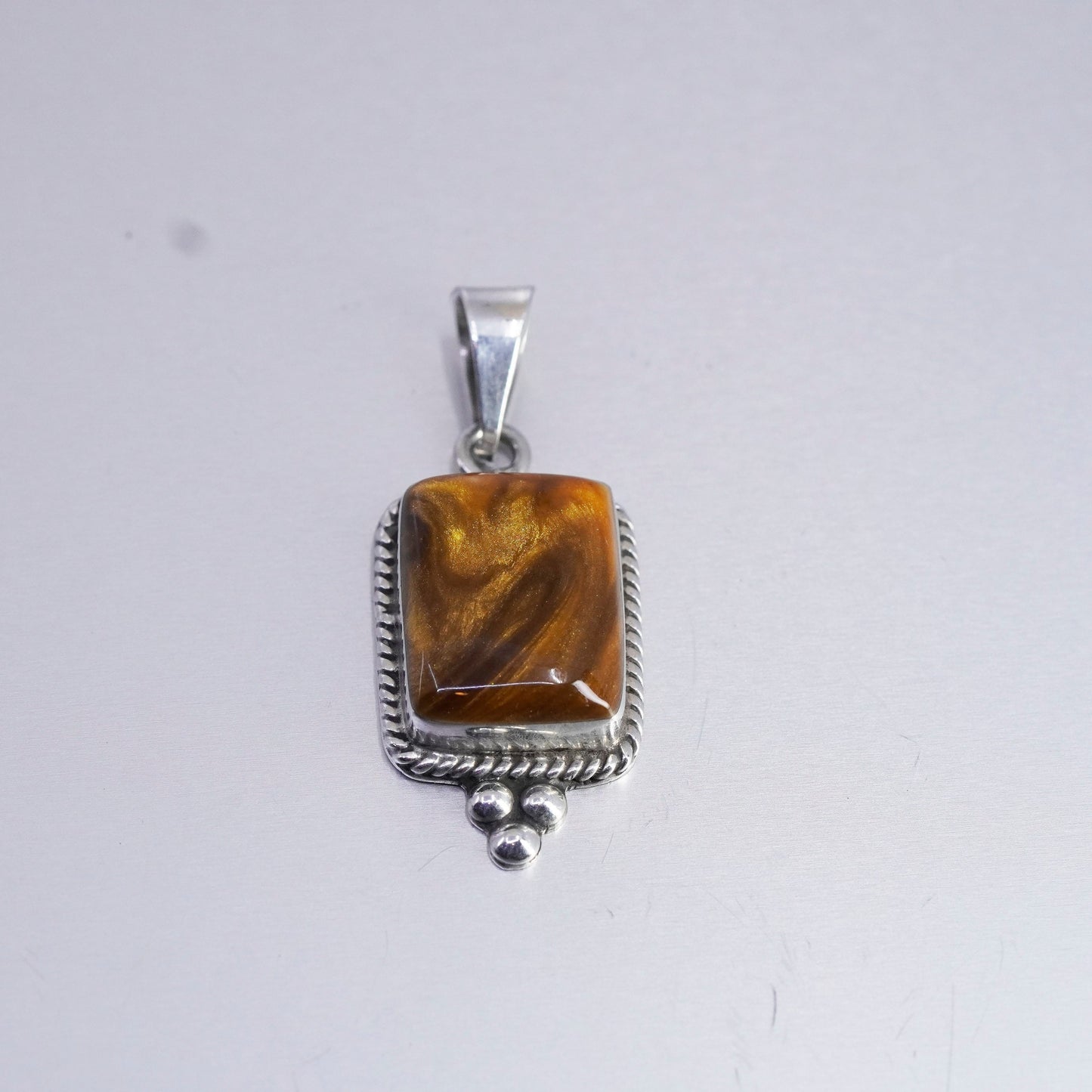 antique sterling 925 silver handmade pendant with glittering goldstone