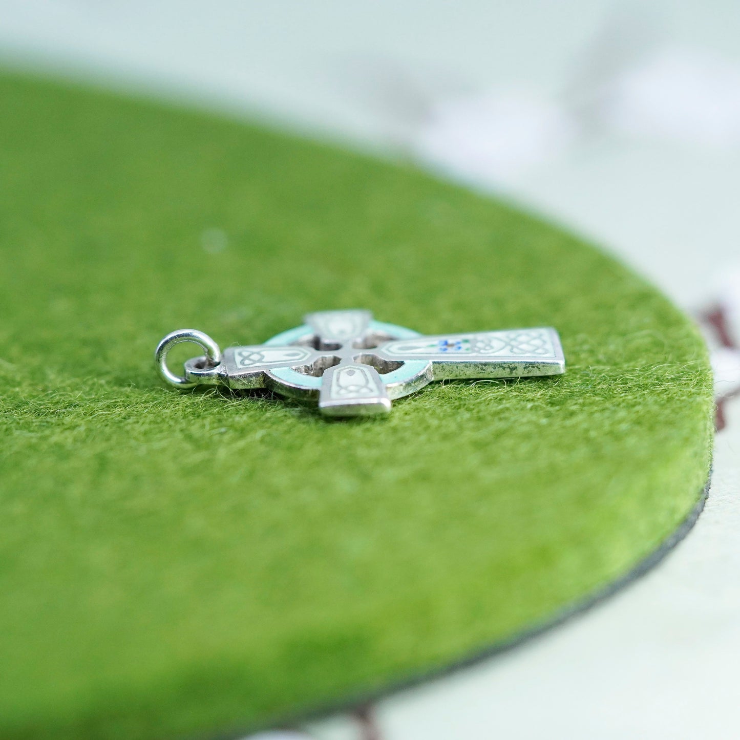 Vintage Creed handmade Sterling silver pendant, 925 enamel cross