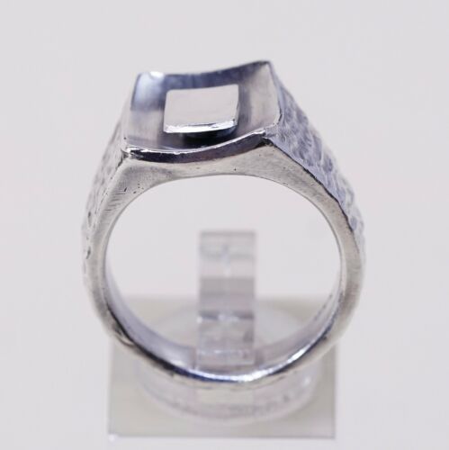 Sz 9, USA Ai Sterling Silver handmade Ring. 925 modernist, Statement Square Ring