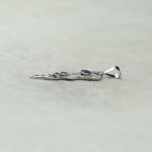 Vtg Sterling silver handmade pendant, 925 silver w/ amethyst N Blue Topaz