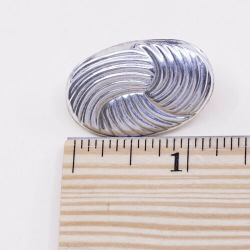 Vintage Sterling Silver Handmade Earrings, 925 Ribbed Studs, Stamped 925 Mexico