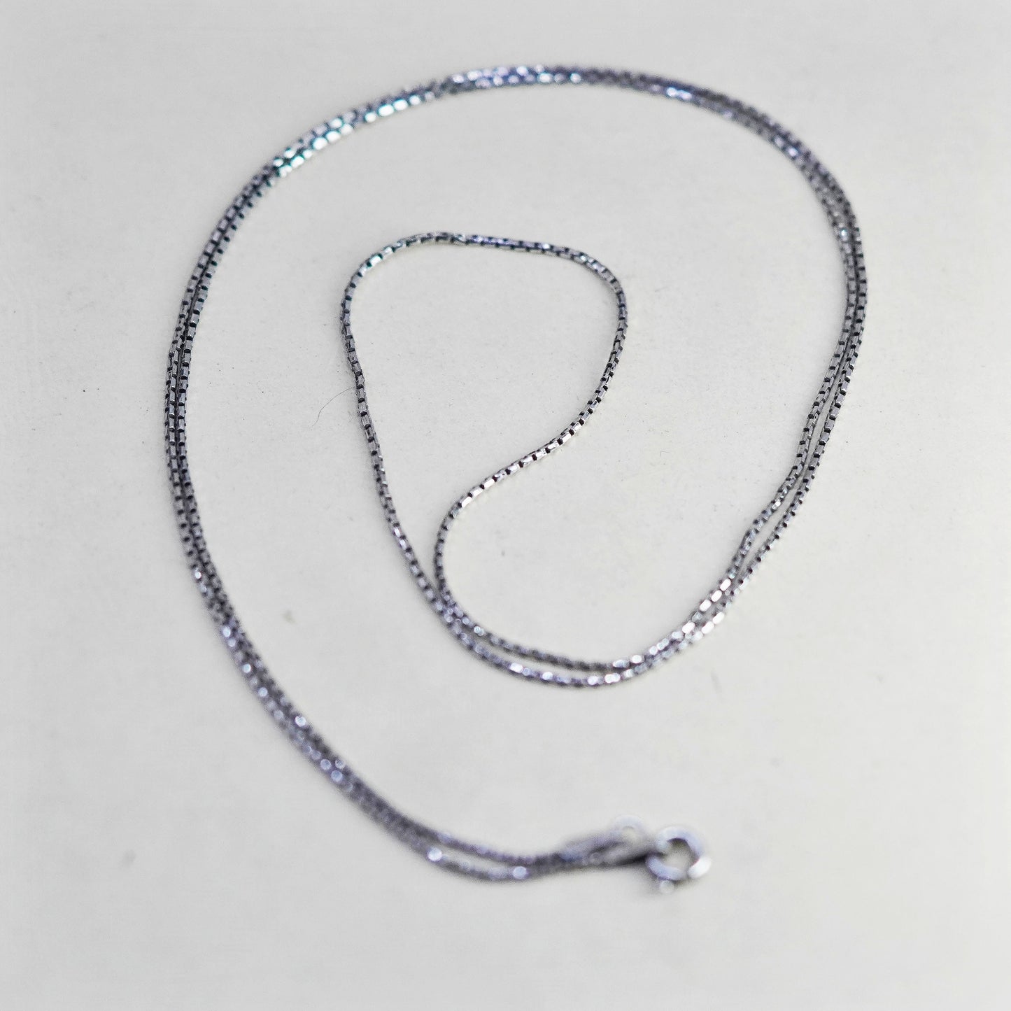 20”, 1mm, Vintage Italian sterling 925 silver box chain, necklace
