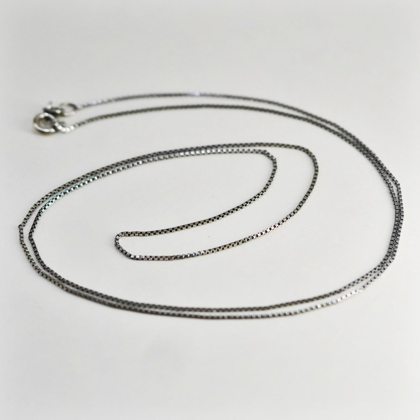 26”, 1mm, Vintage Italian sterling 925 silver box chain, necklace