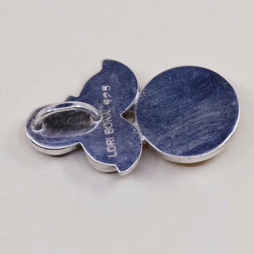Vtg Lori Bonn Sterling 925 Silver Handmade Pendant W/ Round Mop