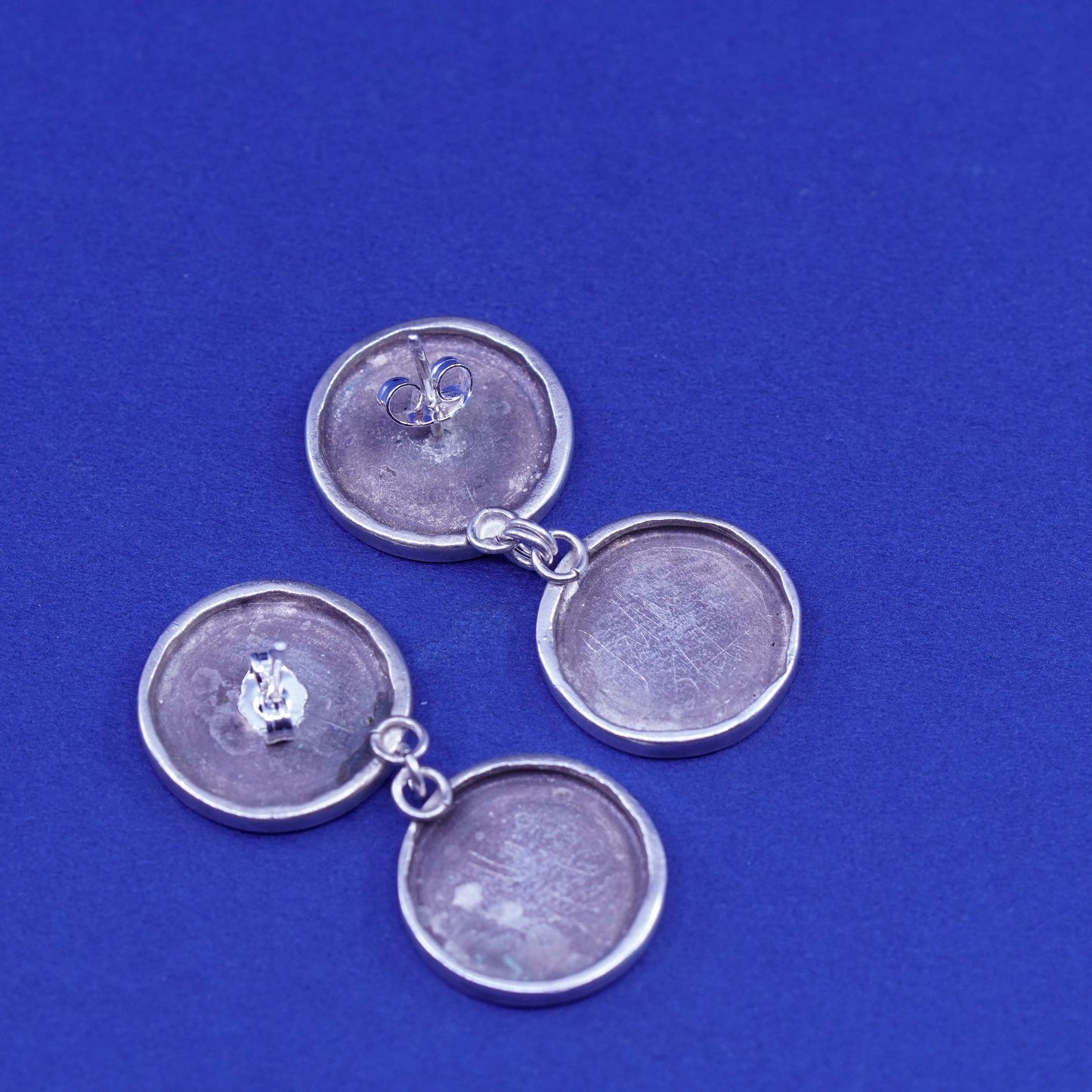 Vintage mexico sterling silver handmade earrings, modern 925 drop