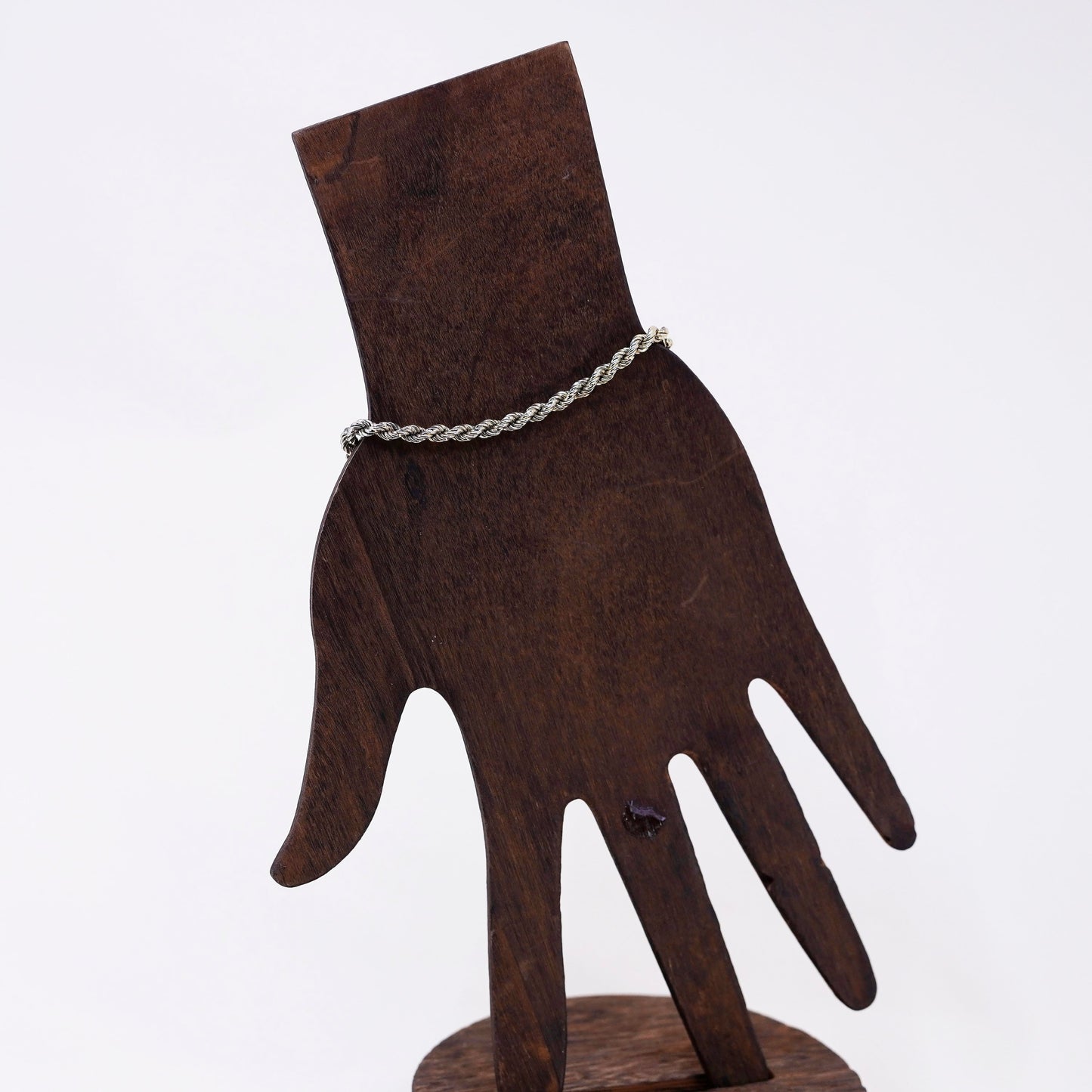 6.75”, Vintage vermeil gold over sterling 925 silver Italy rope chain bracelet