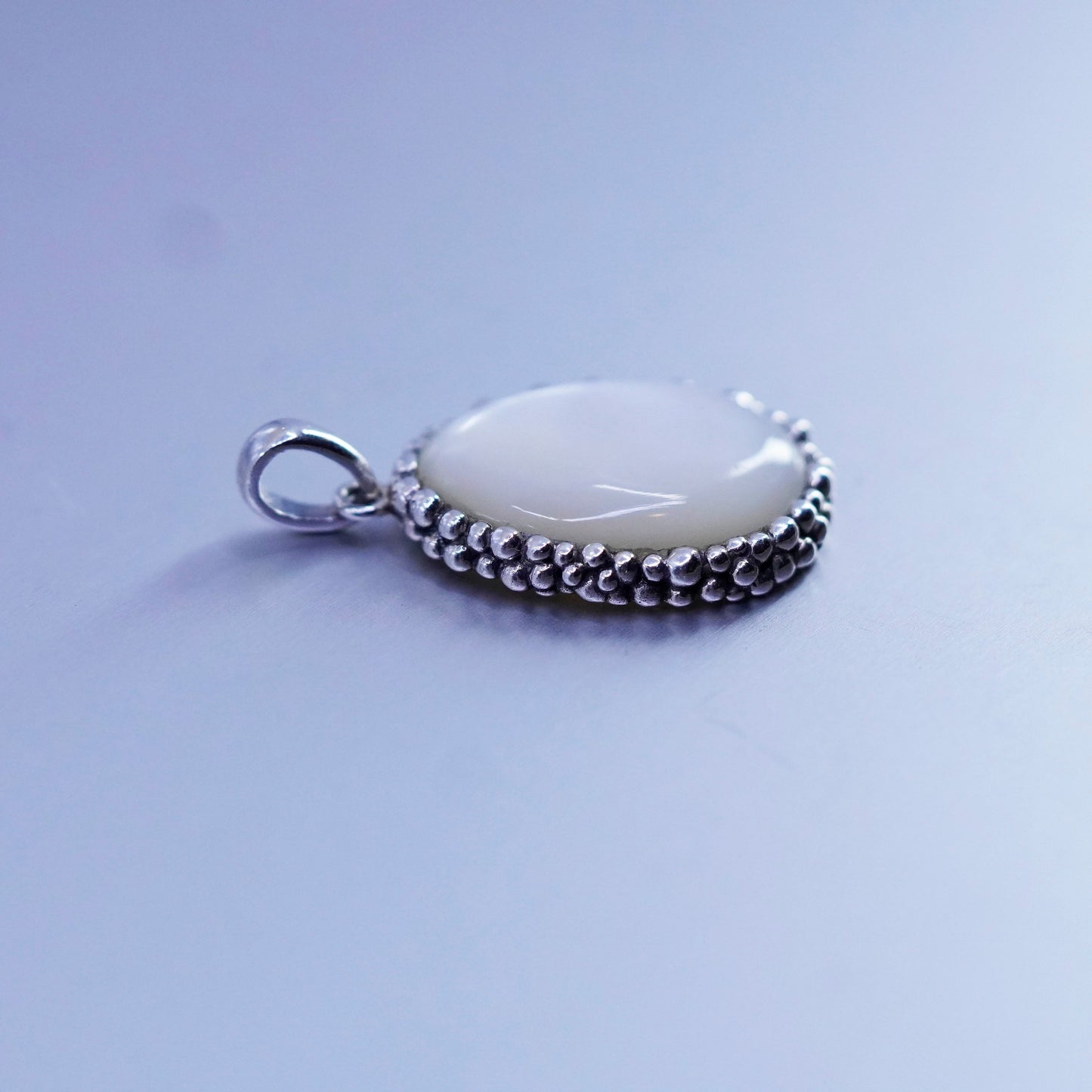 Vintage sterling 925 silver handmade pendant with teardrop white moonstone