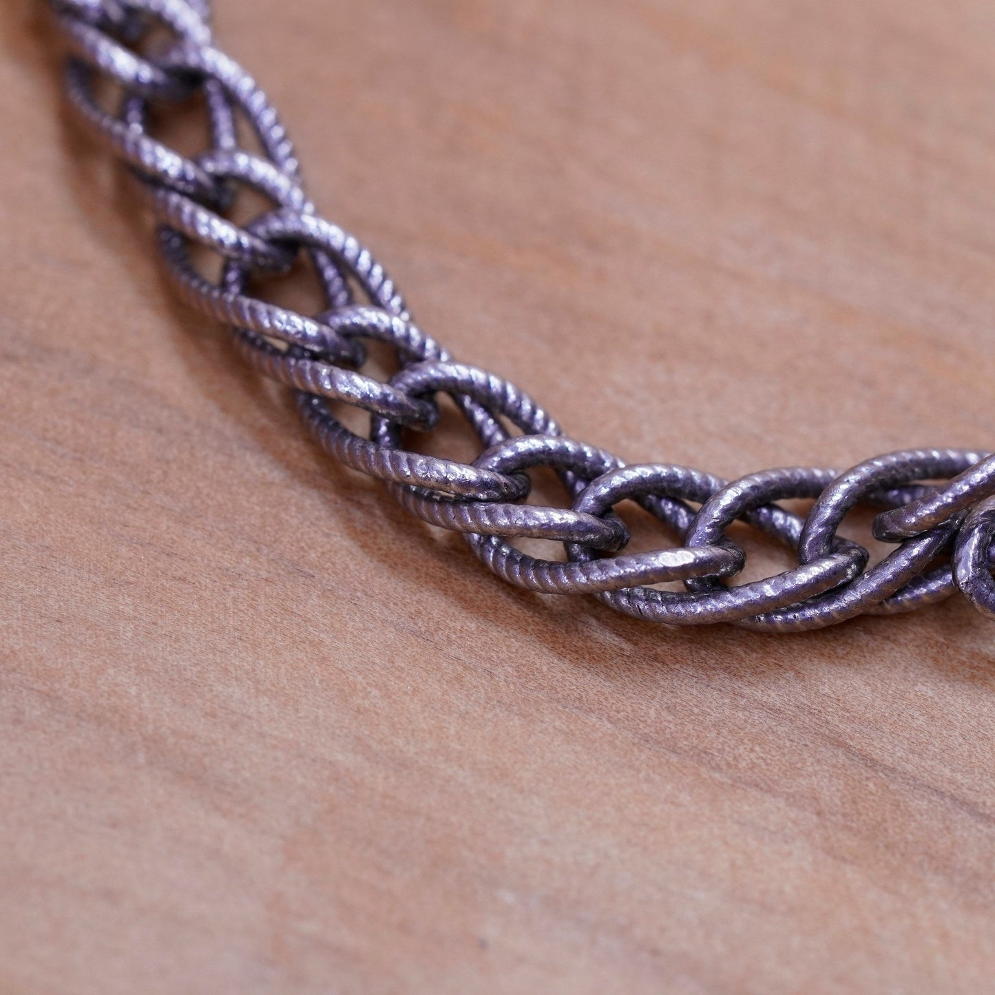 6.5”, vintage Sterling silver handmade double curb bracelet, 925 charm chain
