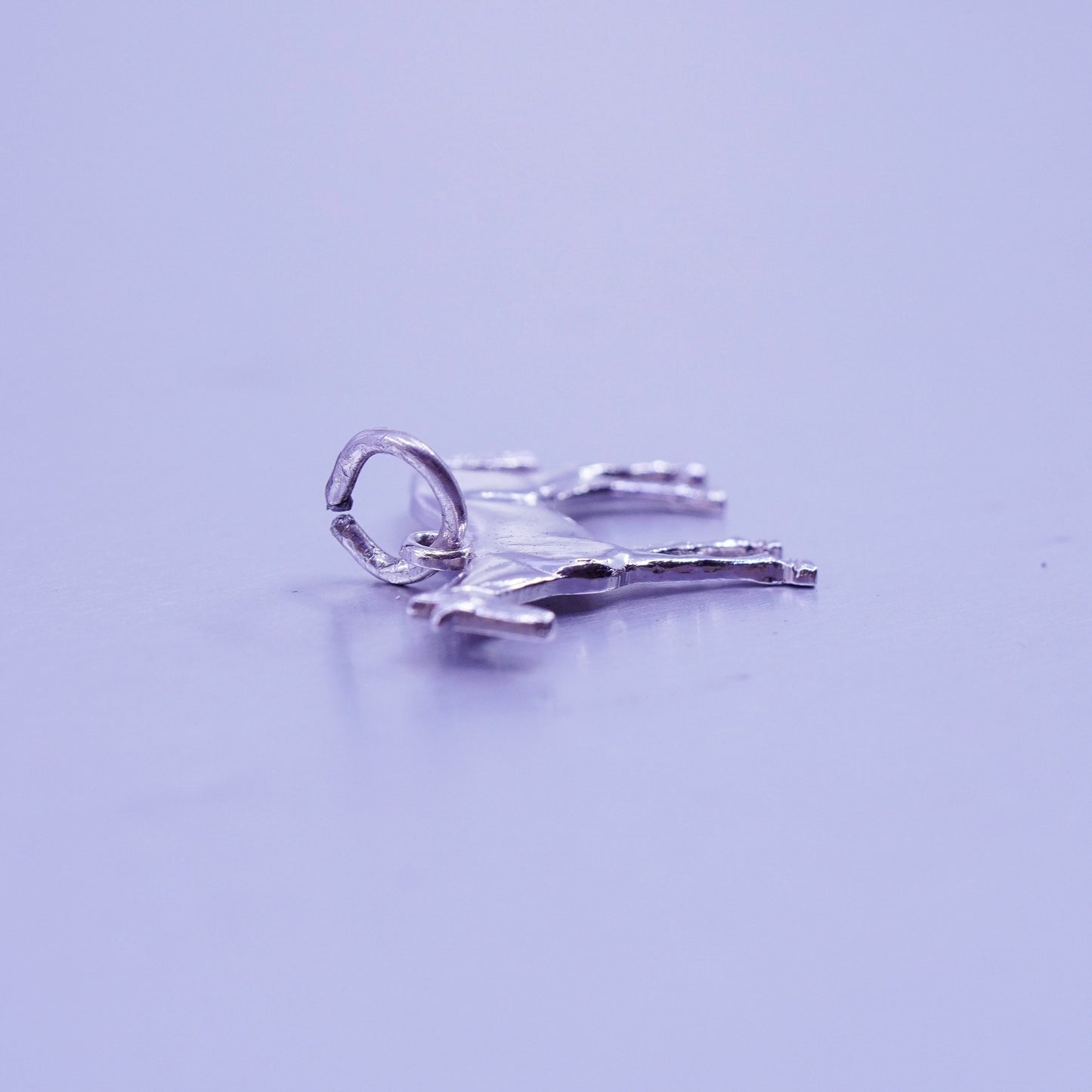 Antique Sterling silver handmade simple 925 horse charm pendant