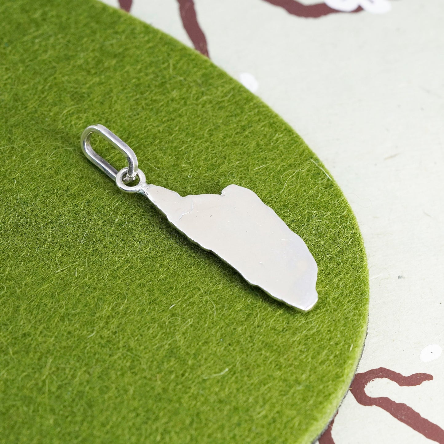 Vintage sterling handmade traveler pendant, 925 Mexico island isla cozumel tag