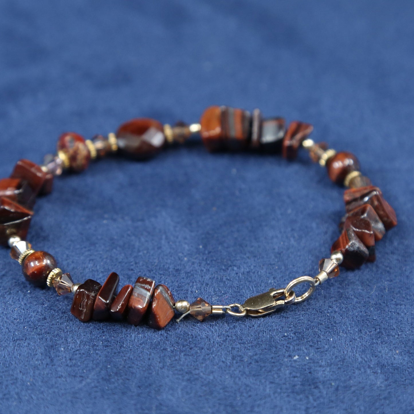 6.5", Sterling silver handmade heads bracelet, 925 w/ red jasper beads