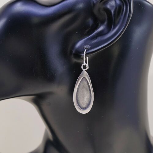 Vtg Mexico Sterling 925 Silver Handmade Hammered Teardrop Dangles Earrings