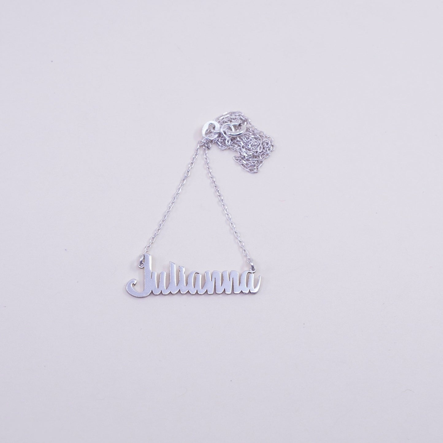 15”, sterling 925 silver handmade necklace, circle chain julianna name pendant