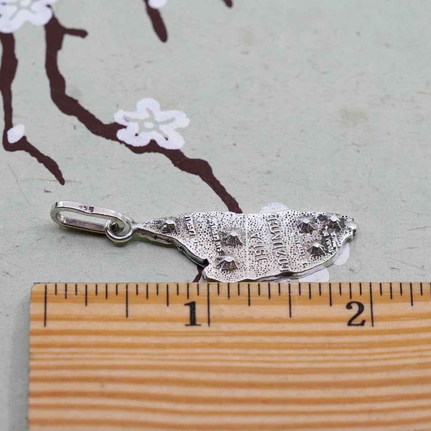 Vintage sterling handmade traveler pendant, 925 Mexico island isla cozumel tag