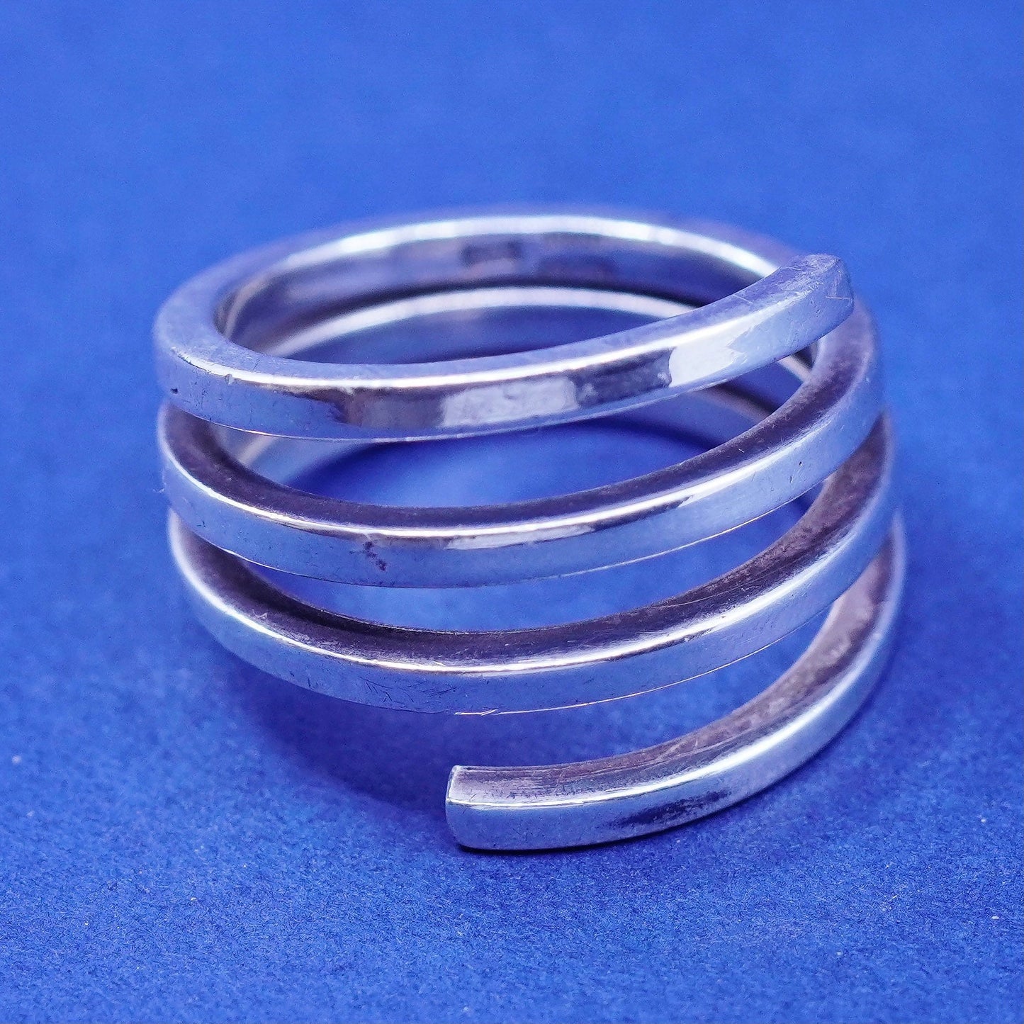 Size 7.25, Italy Sterling silver handmade wrapped ring, 925 statement band