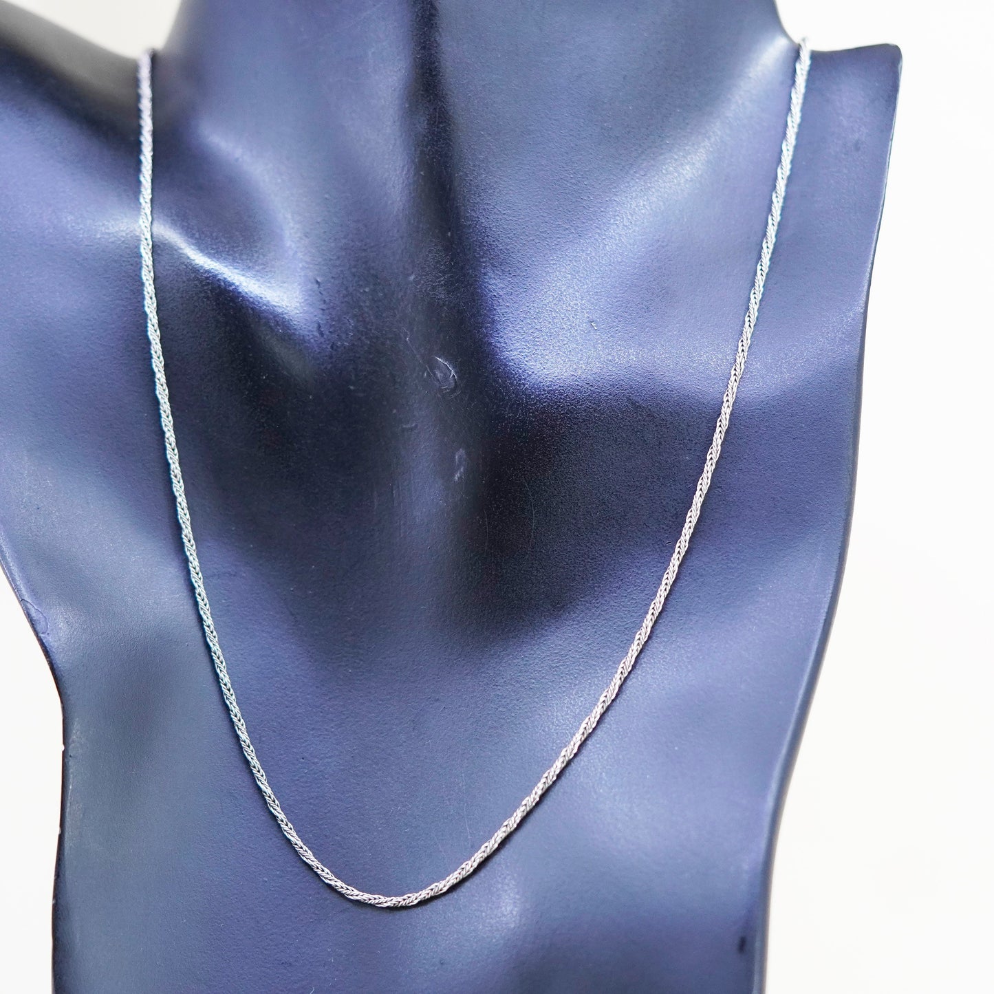 18”, 1.6mm, Vintage Italy sterling silver chain, 925 wheat necklace