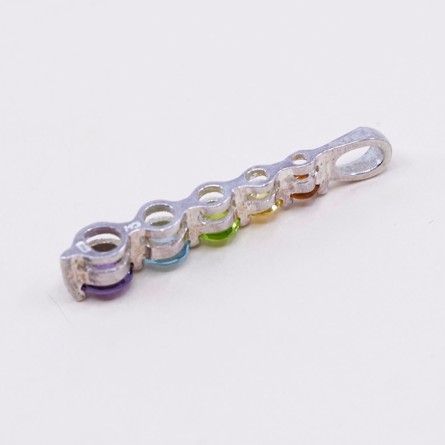 Sterling silver pendant, solid 925 silver with amethyst ruby citrine peridot