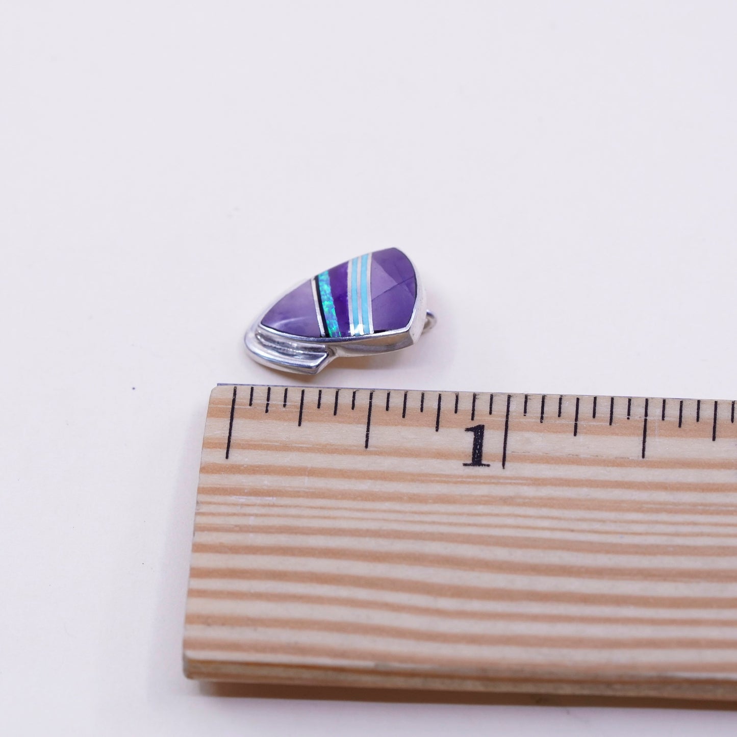 navajo Albert Francisco Sterling silver arrowhead pendant w/ opal turquoise