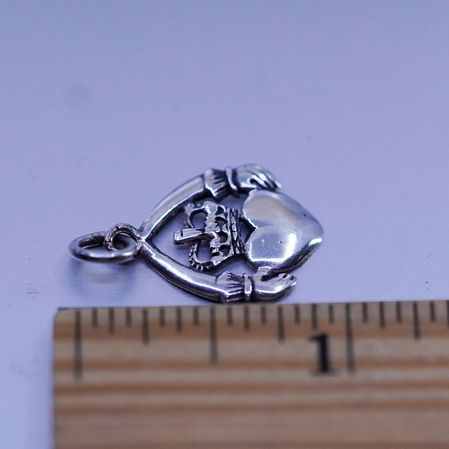 Irish Claddagh friendship Sterling 925 silver pendant, hand holding heart charm