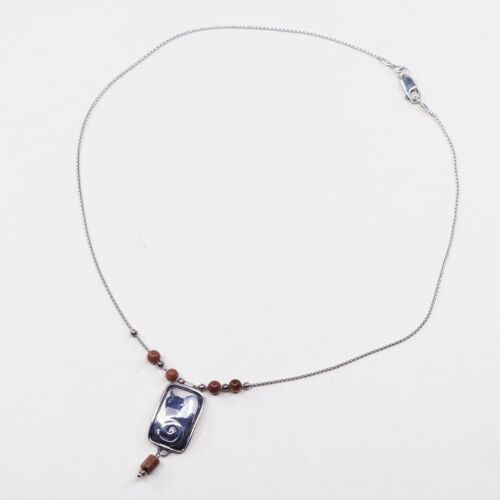 35”, Silpada Sterling 925 Handmade Silver & Sunstone Necklace N1190 Pendant