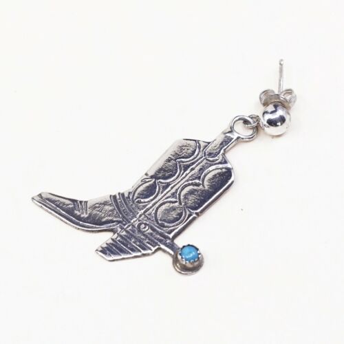 Amazing handmade Sterling 925 Silver Riding Boots earrings, Turquoise Earrings