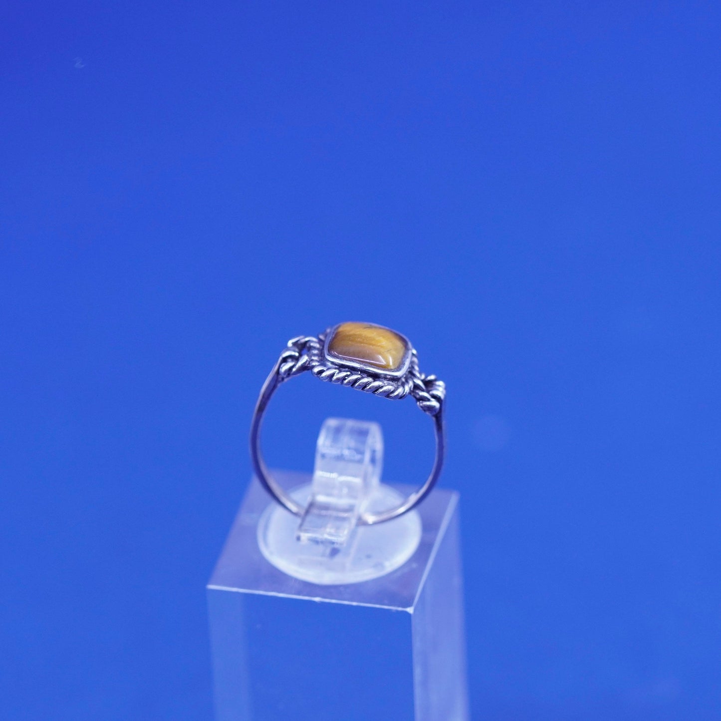 Size 6, vintage Sterling 925 silver handmade ring with golden tiger eye