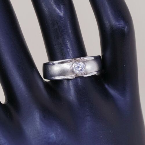 Sz 8, Vtg Sterling Silver Ring, Thailand 925 Modern Engagement Band Ring W/ CZ