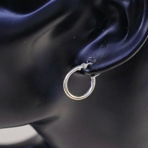 0.5”, Vintage gold over Sterling Silver hoops Huggie Earrings, Stamped 925