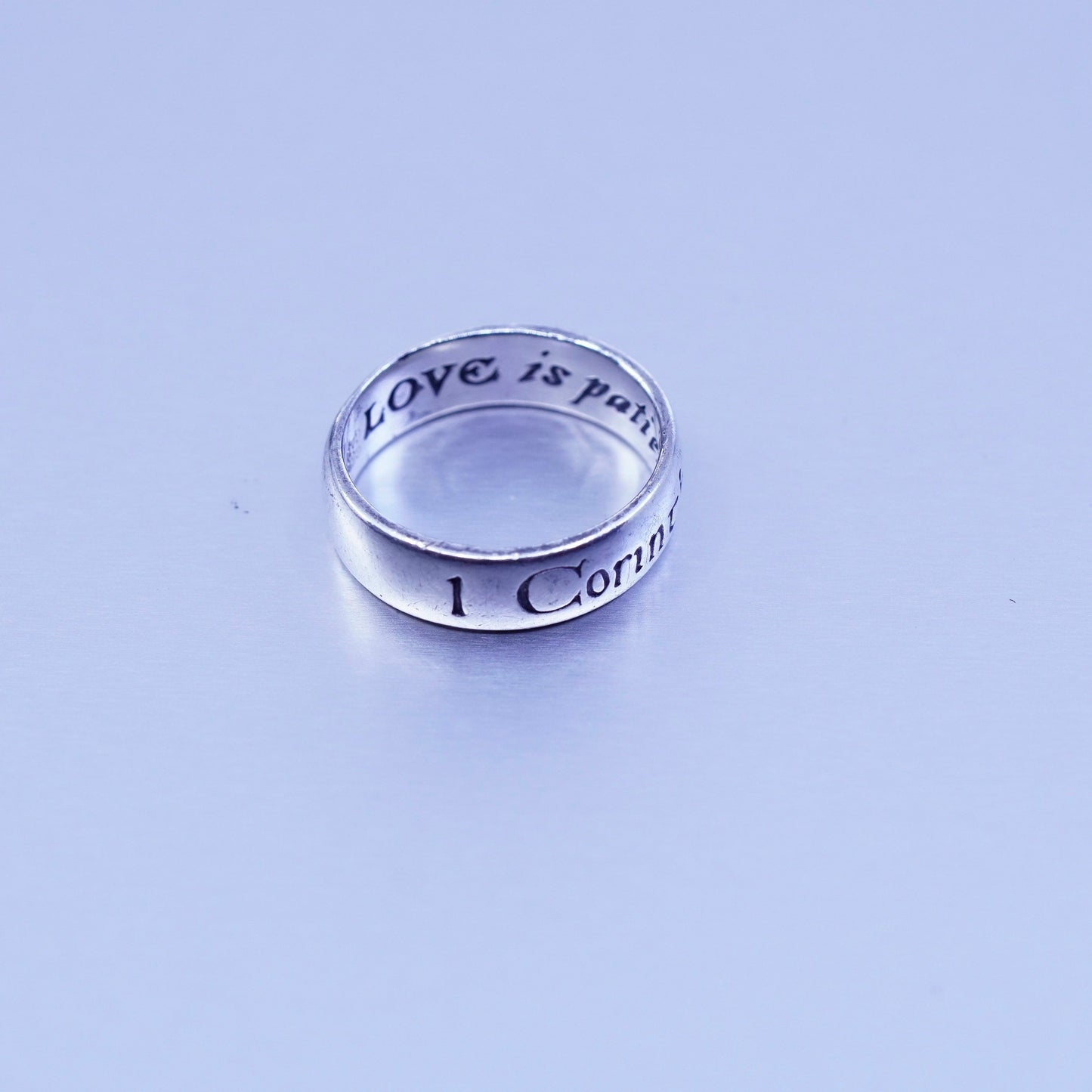 Size 5.5, DVB Sterling 925 silver ring, 13:4 love is kind love is patient band