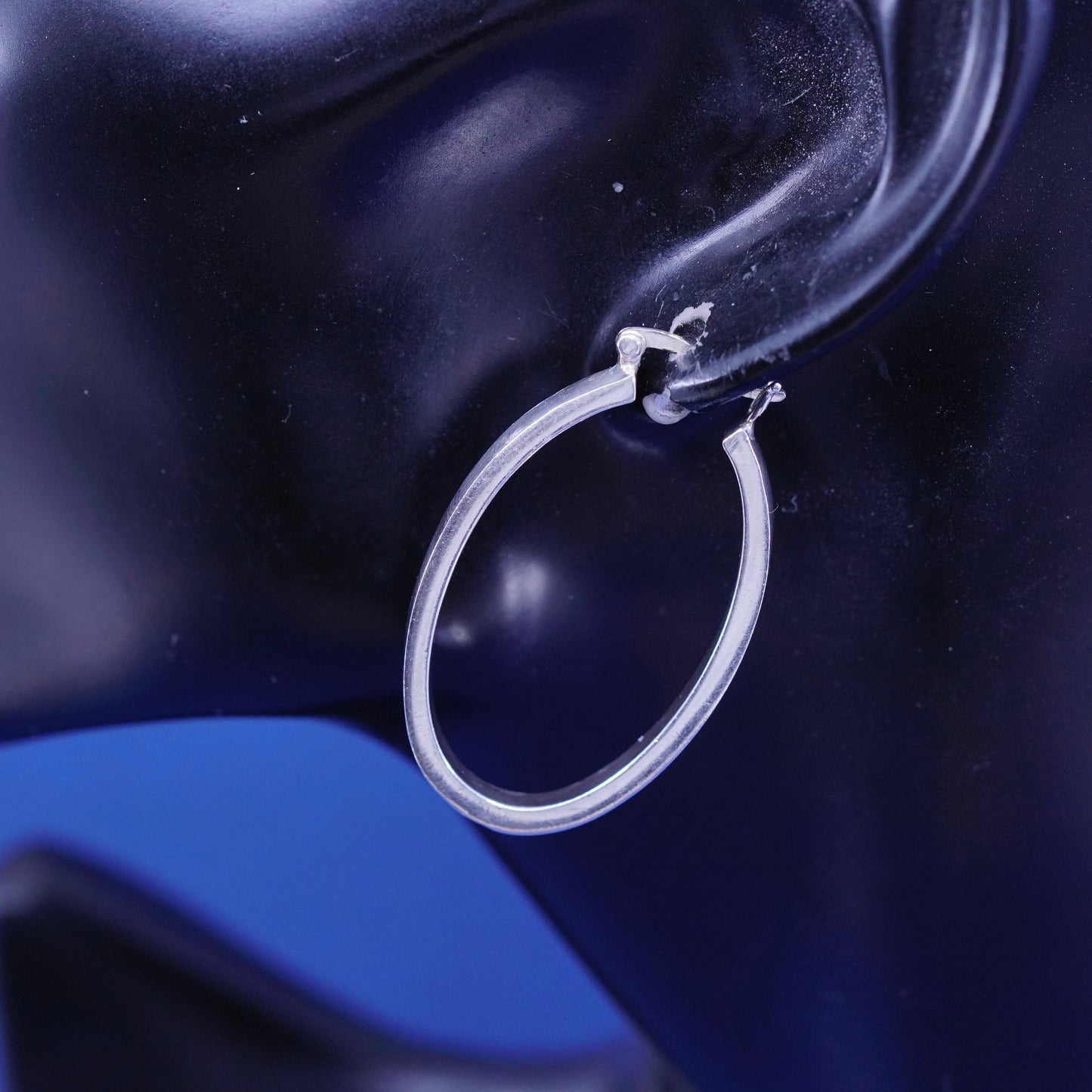 1.5”, vintage Sterling silver handmade earrings, 925 hoops, huggie