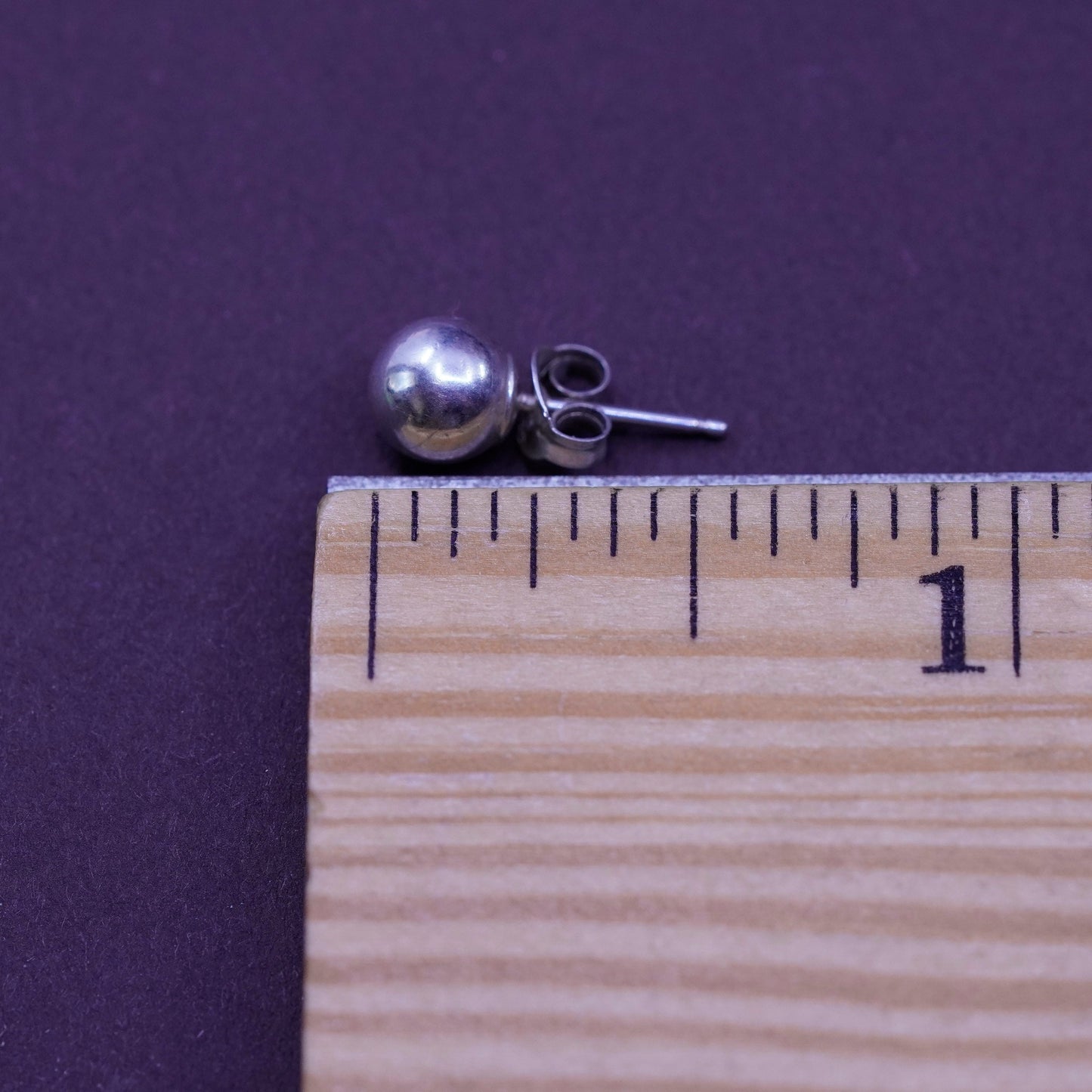 5mm, Vintage Sterling silver beads studs, 925 earrings