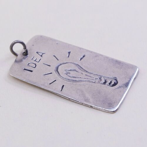 Vtg MCP Sterling Silver Handmade Pendant, Tag W/ Idea LightBulb , Stamped 925