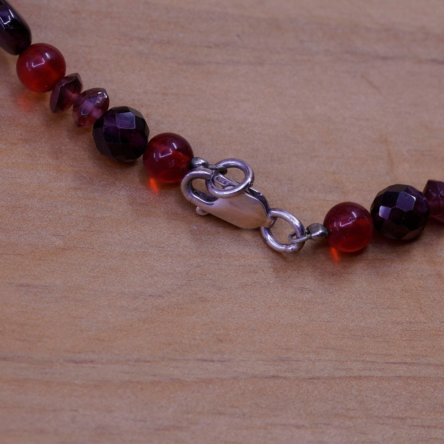 7.5”, Vintage Sterling 925 silver handmade bracelet, with ruby crystal garnet