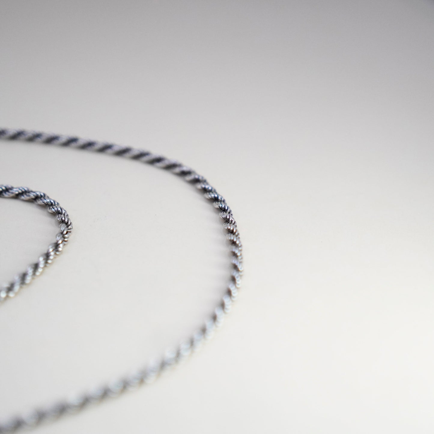 28”, 3mm, vintage Sterling silver necklace, 925 diamond rope chain