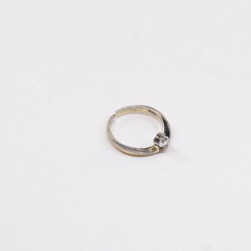 Sz 3.25, Vermeil Gold Over Sterling Ring, 925 Silver Engagement Ring W/ Cz