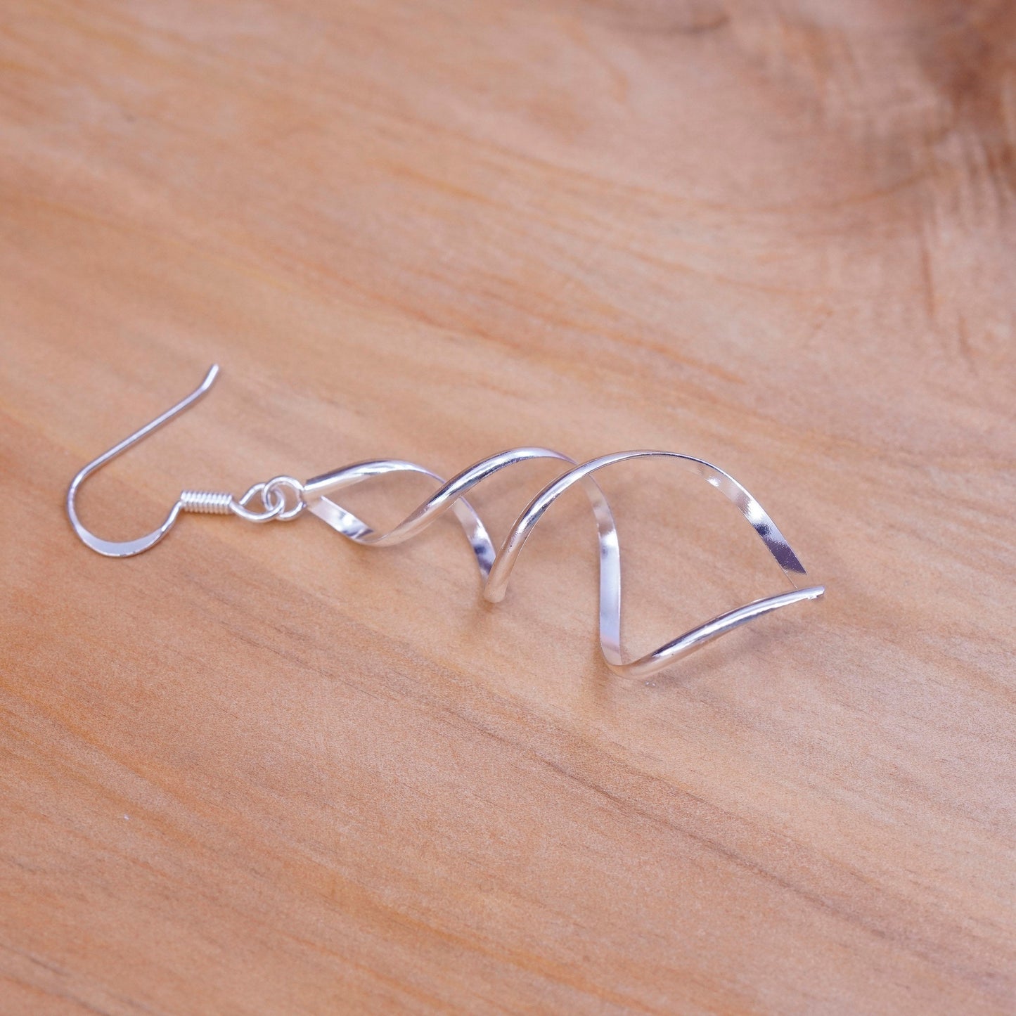 Vintage Sterling silver handmade earrings, 925 twisted dangle