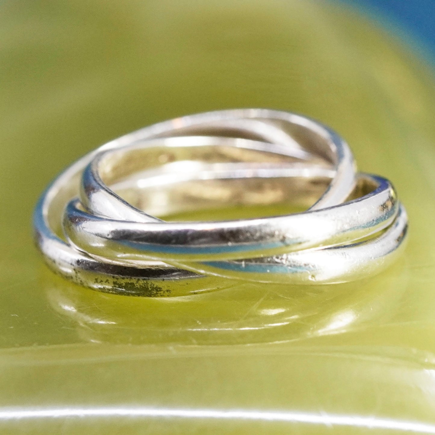 Size 6, vintage Sterling silver handmade ring, 925 entwined band