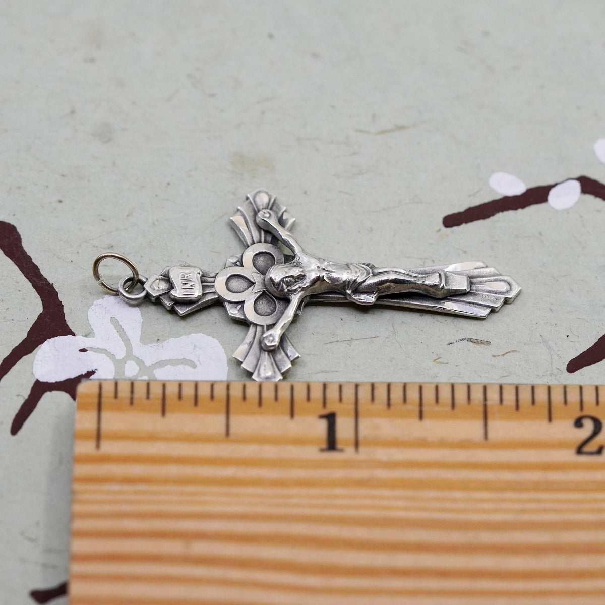 Vintage INRI Sterling silver filigree pendant, 925 cross charm with Jesus