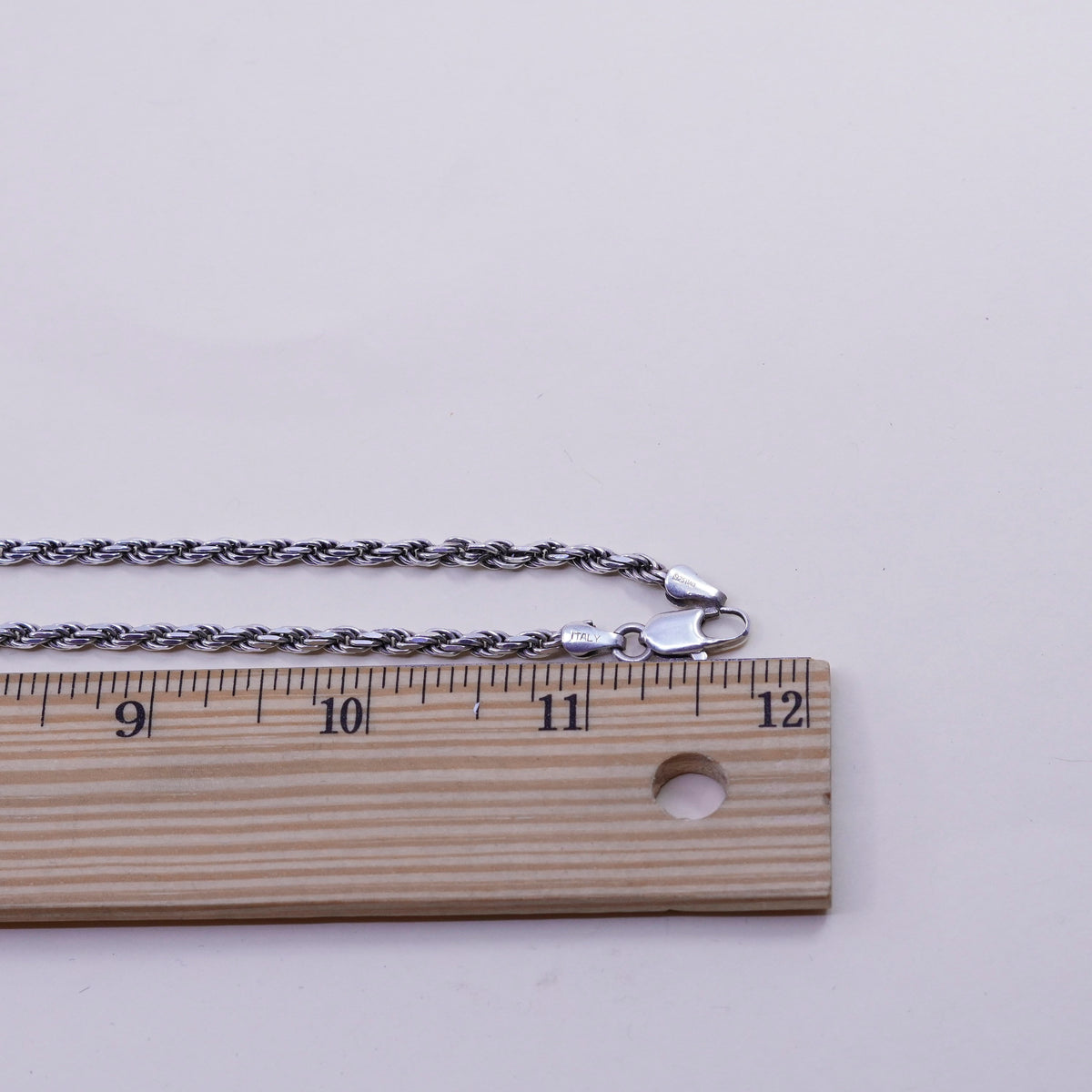 22”, 4mm, vintage Sterling silver necklace, 925 diamond rope chain