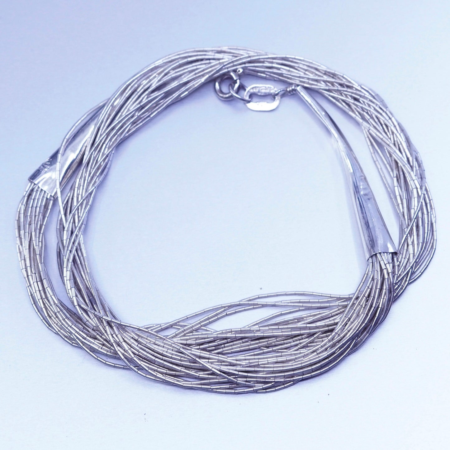 18”, liquid Sterling silver 20 strands necklace, Native American handmade chain