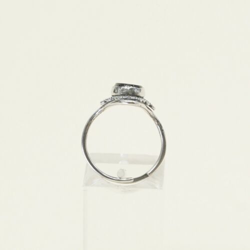 Sz 6.5, Vtg Sterling Silver Handmade Ring, 925 Silver Band W obsidian N Filigree