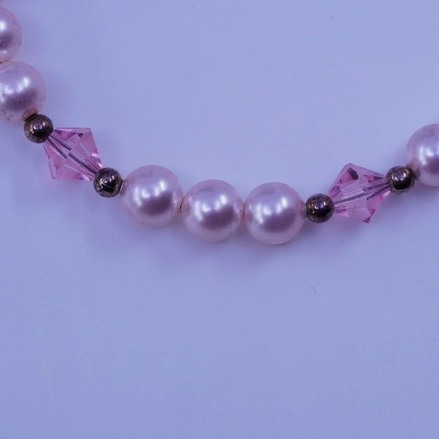 7”, Sterling 925 silver bracelet freshwater pearl breast cancer ribbon bow tie