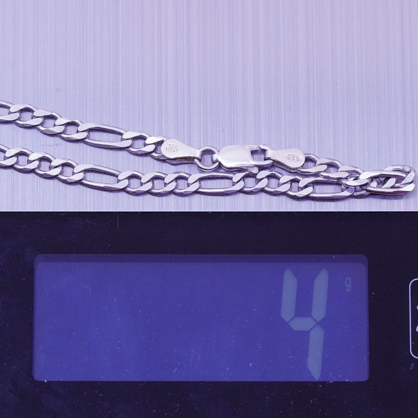7”, 4mm, Vintage Italy sterling silver 925 chain, men’s figaro bracelet
